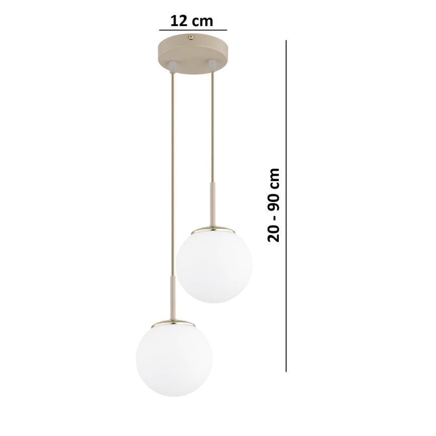 Brilagi - Kábelre függesztett csillár 2xE27/60W/230V bézs/arany
