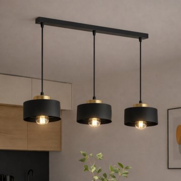 Brilagi - Kábelre függesztett csillár 3xE27/60W/230V fekete/arany