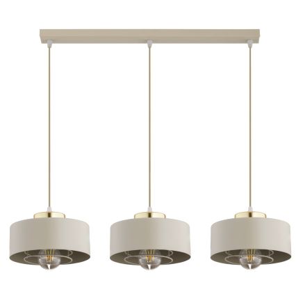 Brilagi - Kábelre függesztett csillár SPRING 3xE27/60W/230V bézs/arany