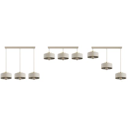 Brilagi - Kábelre függesztett csillár SPRING 3xE27/60W/230V bézs/arany