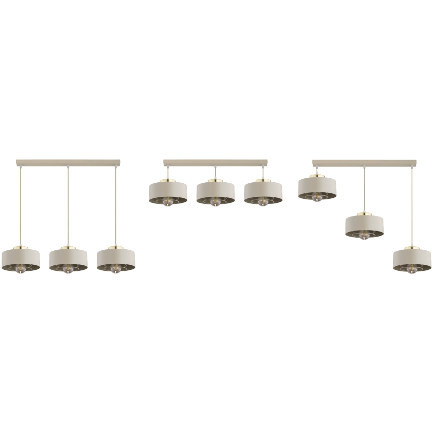 Brilagi - Kábelre függesztett csillár SPRING 3xE27/60W/230V bézs/arany