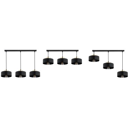 Brilagi - Kábelre függesztett csillár SPRING 3xE27/60W/230V fekete/arany