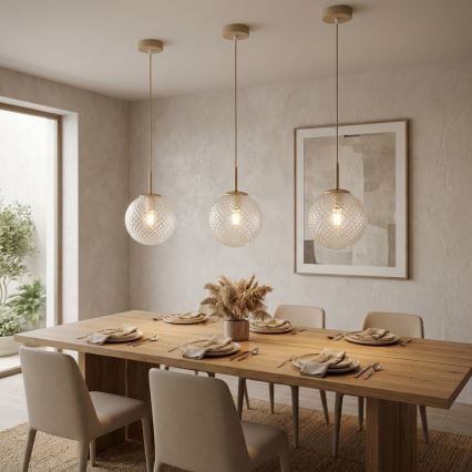 Brilagi - Kábelre függesztett csillár STELLA 1xE27/60W/230V átm. 18 cm bézs/arany