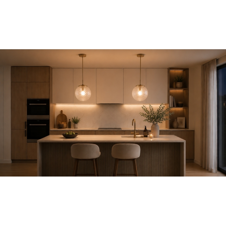 Brilagi - Kábelre függesztett csillár STELLA 1xE27/60W/230V átm. 18 cm bézs/arany