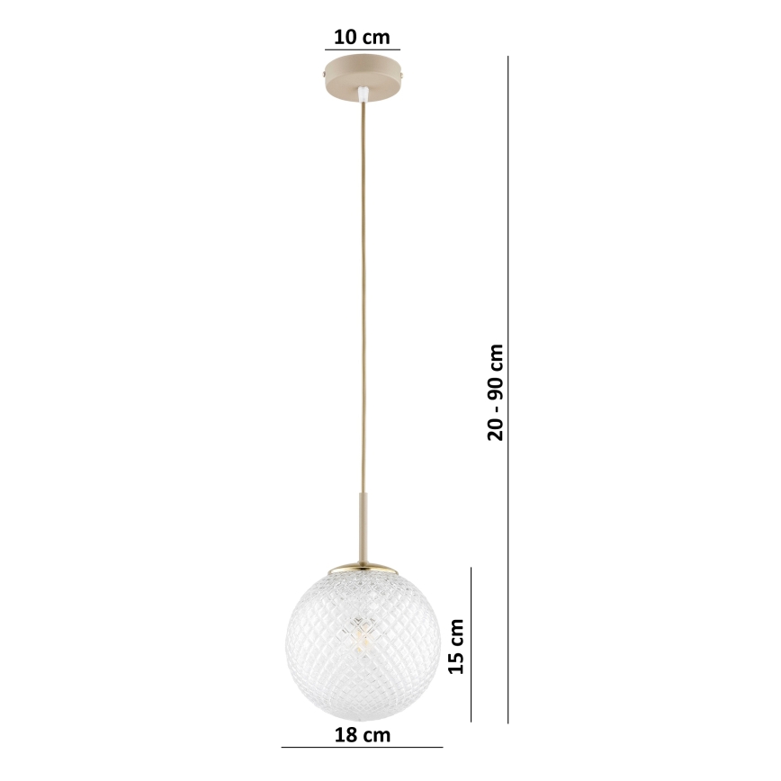 Brilagi - Kábelre függesztett csillár STELLA 1xE27/60W/230V átm. 18 cm bézs/arany