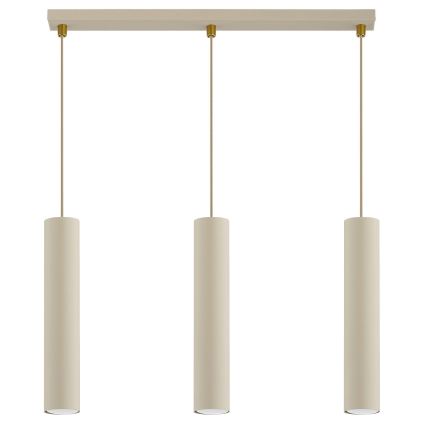 Brilagi - Kábelre függesztett csillár TUBE 3xGU10/15W/230V bézs/arany