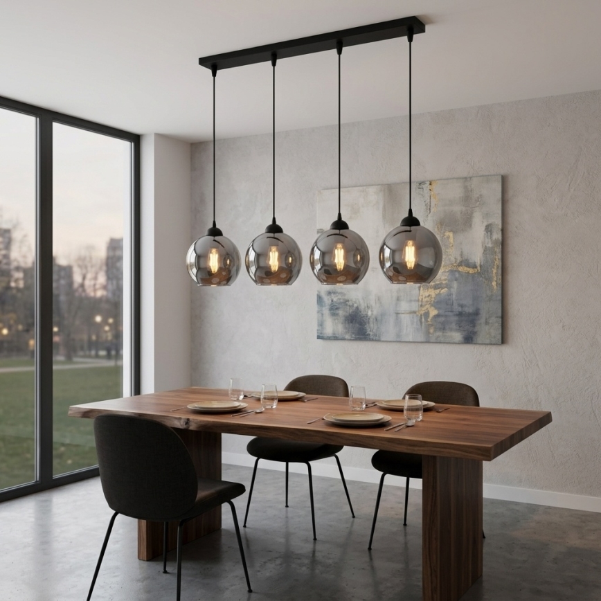 Brilagi - Kábelre függesztett DIOR csillár 4xE27/60W/230V fekete/füstszürke