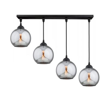 Brilagi - Kábelre függesztett DIOR csillár 4xE27/60W/230V fekete/füstszürke