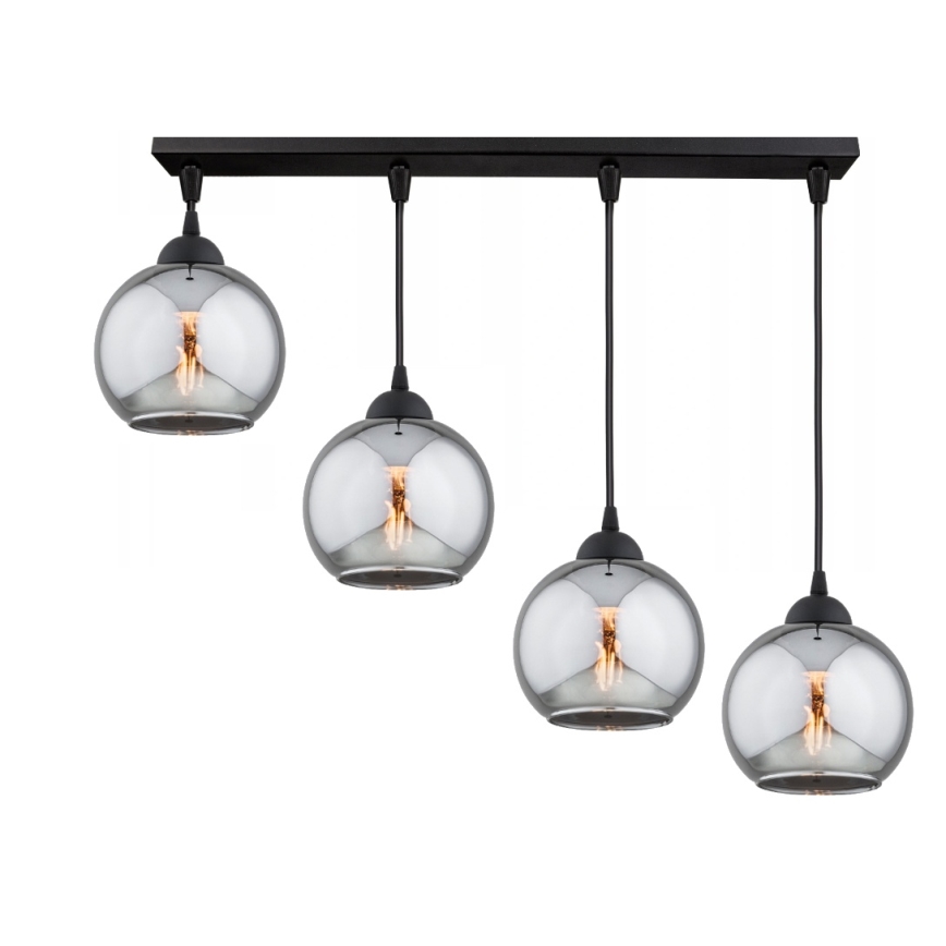 Brilagi - Kábelre függesztett DIOR csillár 4xE27/60W/230V fekete/füstszürke