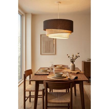 Brilagi - Kábelre szerelt csillár TRIO 3xE27/60W/230V átm. 60 cm barna/bézs/fehér