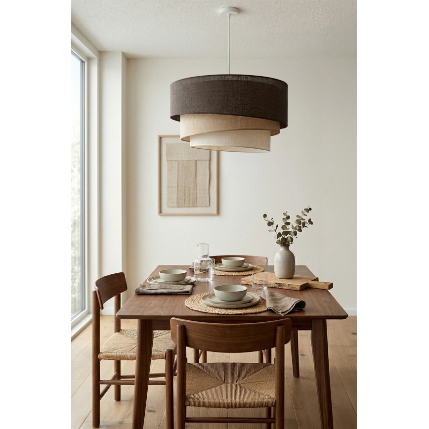 Brilagi - Kábelre szerelt csillár TRIO 3xE27/60W/230V átm. 60 cm barna/bézs/fehér