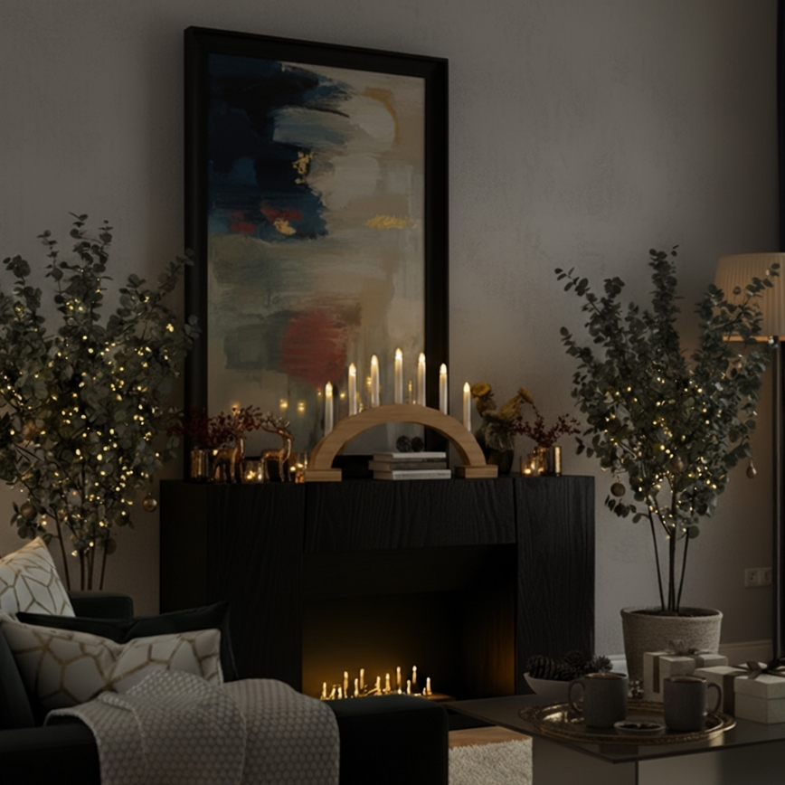 BRILAGI - karácsonyi LED gyertyatartó 7xLED/2xAA bézs/fehér