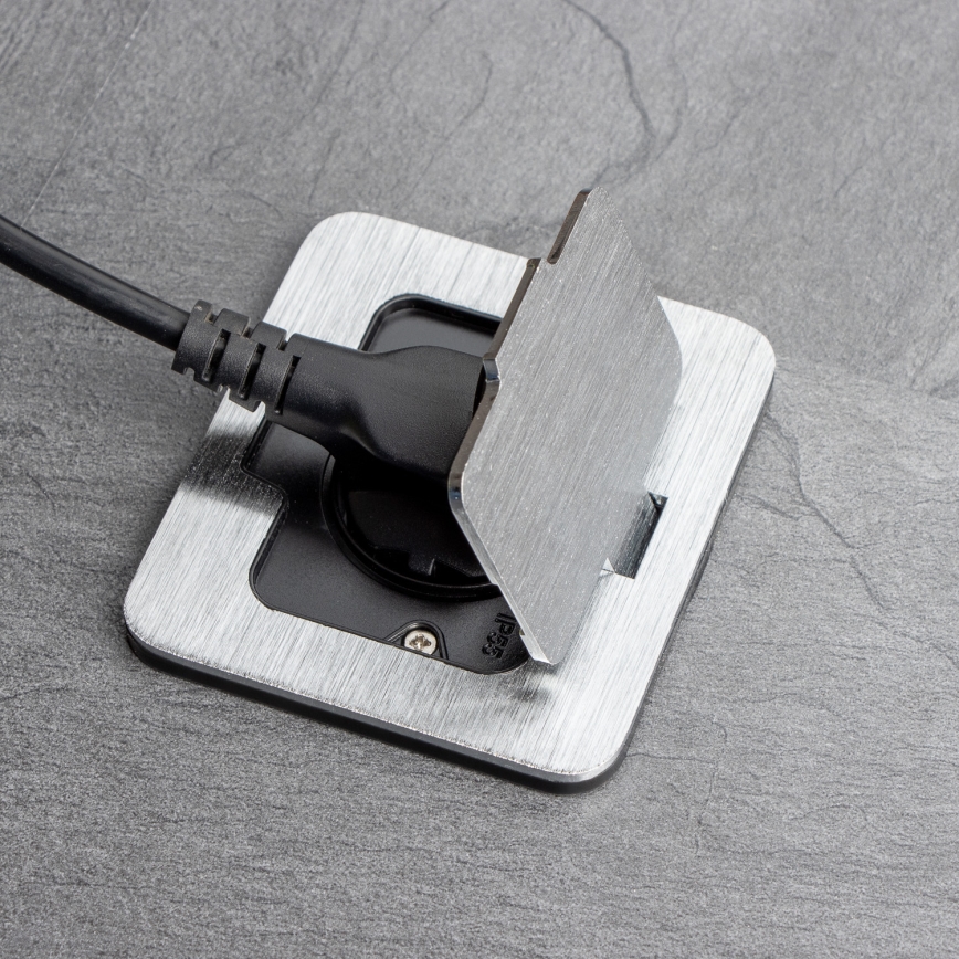 Brilagi - Kültéri beépített padló aljzat IP55 matt króm négyszögletes