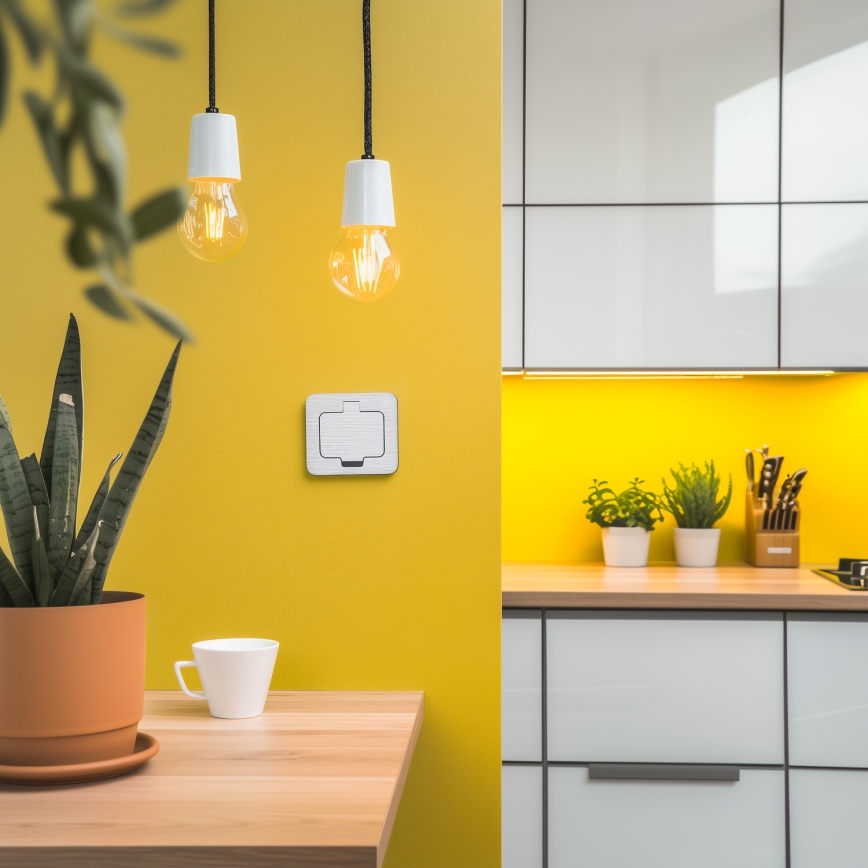 Brilagi - Kültéri beépített padló aljzat IP55 matt króm négyszögletes