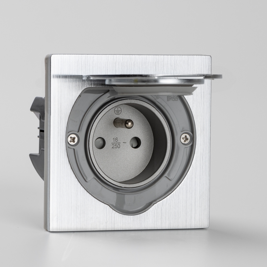 Brilagi - Kültéri beépített padló aljzat IP55 matt króm négyzet