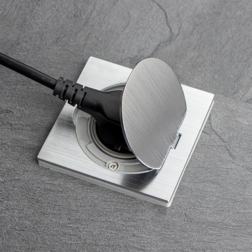 Brilagi - Kültéri beépített padló aljzat IP55 matt króm négyzet