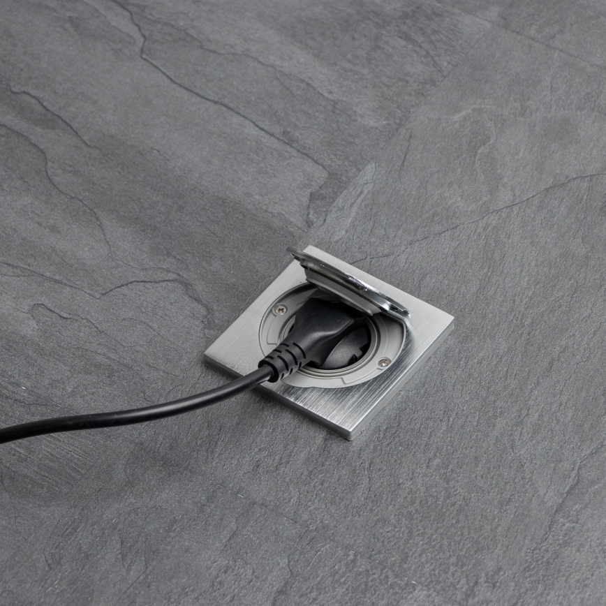 Brilagi - Kültéri beépített padló aljzat IP55 matt króm négyzet