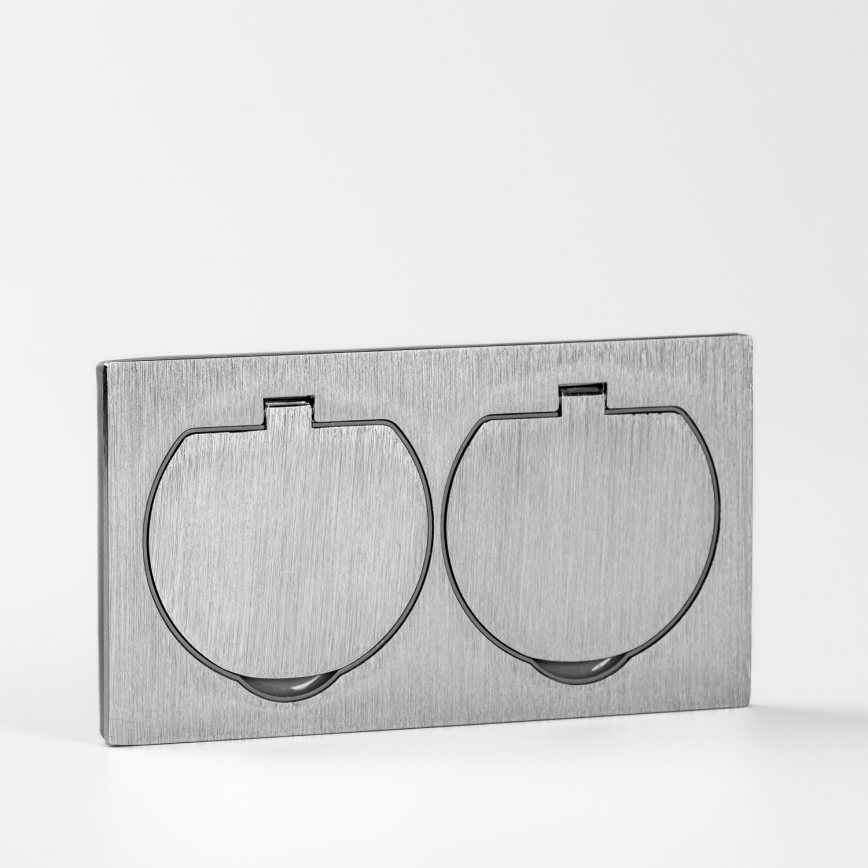 Brilagi - Kültéri beépített padló dupla aljzat IP55 ezüst négyszögletes