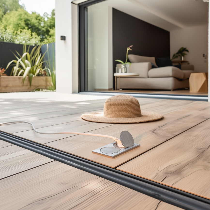 Brilagi - Kültéri beépített padló dupla aljzat IP55 ezüst négyszögletes