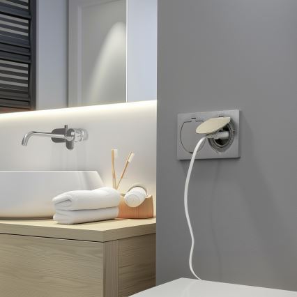 Brilagi - Kültéri beépített padló dupla aljzat IP55 ezüst négyszögletes