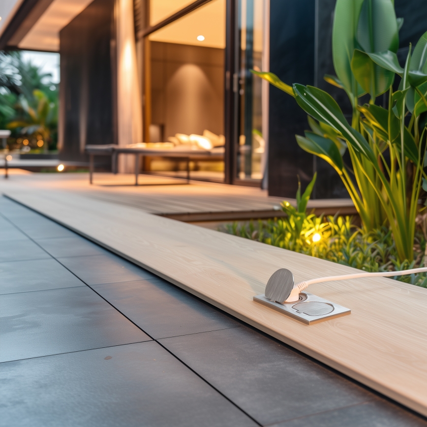 Brilagi - Kültéri beépített padló dupla aljzat IP55 ezüst négyszögletes