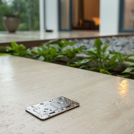 Brilagi - Kültéri beépített padló dupla aljzat IP55 matt króm négyszögletes