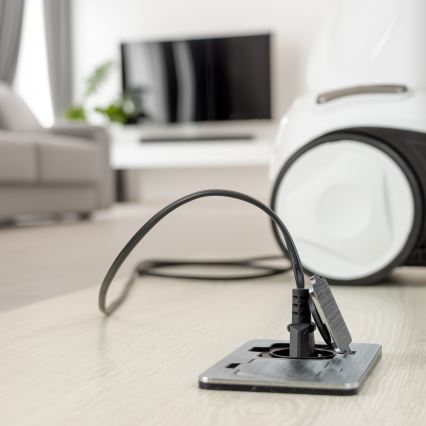 Brilagi - Kültéri beépített padló dupla aljzat IP55 matt króm négyszögletes