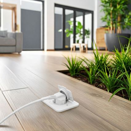 Brilagi - Kültéri beépíthető padlóaljzat, IP55, fehér, téglalap alakú