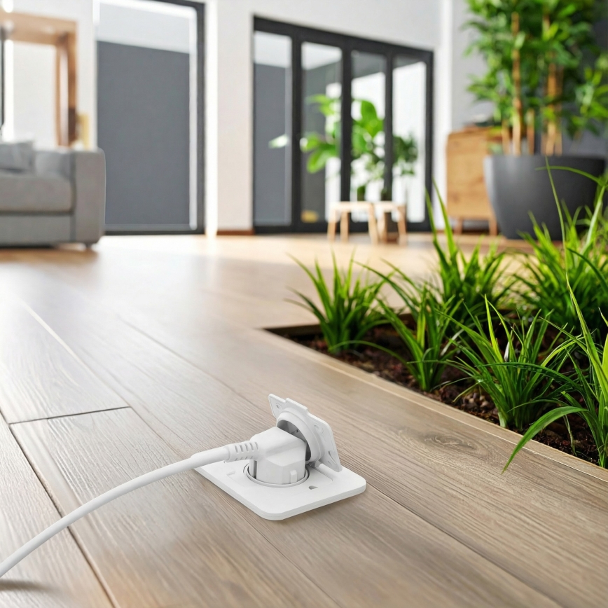 Brilagi - Kültéri beépíthető padlóaljzat, IP55, fehér, téglalap alakú