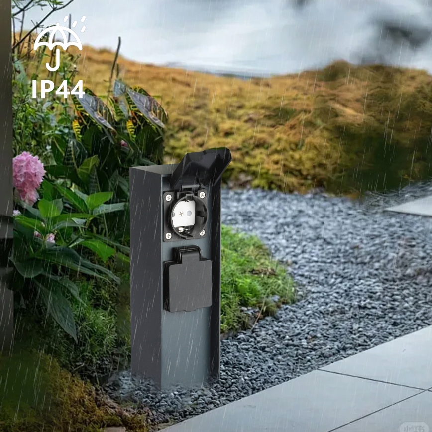 Brilagi - Kültéri csatlakozós oszlop PILLAR 2Z SCHUKO 230V IP44 antracit