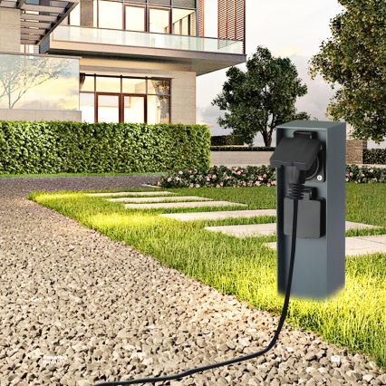 Brilagi - Kültéri csatlakozós oszlop PILLAR 2Z SCHUKO 230V IP44 antracit