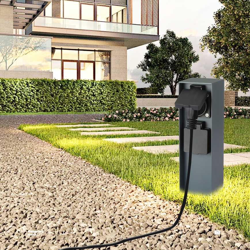 Brilagi - Kültéri csatlakozós oszlop PILLAR 2Z SCHUKO 230V IP44 antracit