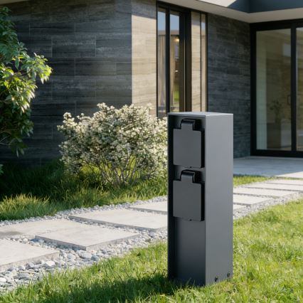 Brilagi - Kültéri csatlakozós oszlop PILLAR 2Z SCHUKO 230V IP44 antracit