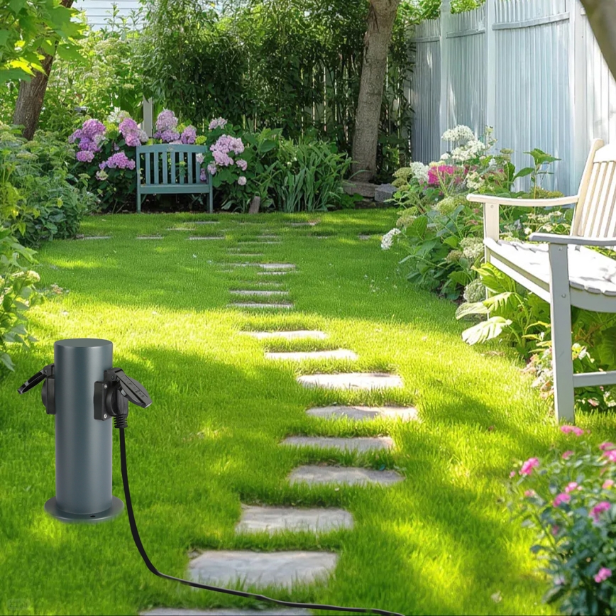 Brilagi - Kültéri csatlakozós oszlop PILLAR 2Z SCHUKO 230V IP44 antracit