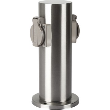 Brilagi - Kültéri csatlakozós oszlop PILLAR 2Z SCHUKO 230V IP44 matt króm