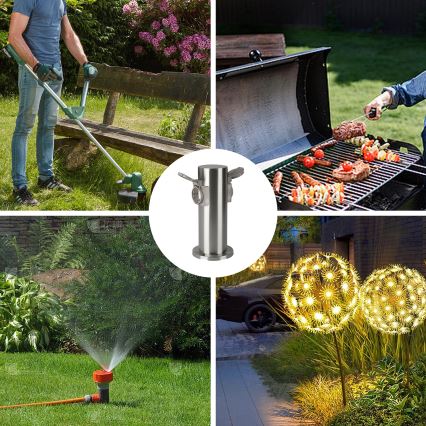 Brilagi - Kültéri csatlakozós oszlop PILLAR 2Z SCHUKO 230V IP44 matt króm