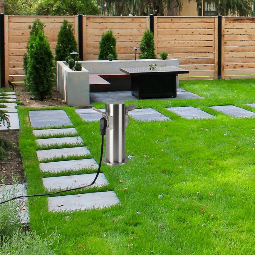 Brilagi - Kültéri csatlakozós oszlop PILLAR 2Z SCHUKO 230V IP44 matt króm