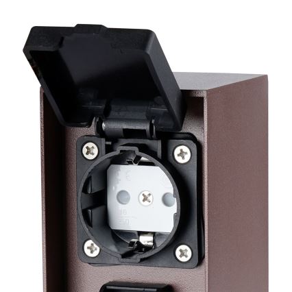 Brilagi - Kültéri dugaljoszlop PILLAR, 2 aljzat, SCHUKO, 230V, IP44, barna