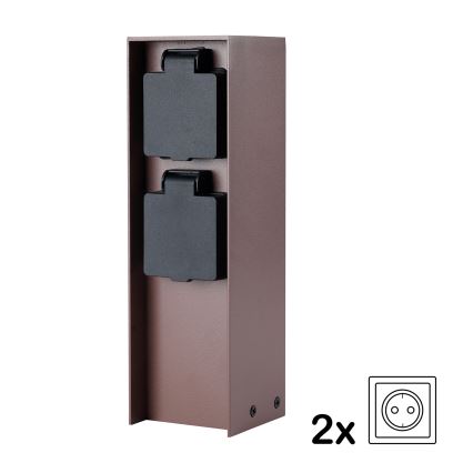 Brilagi - Kültéri dugaljoszlop PILLAR, 2 aljzat, SCHUKO, 230V, IP44, barna