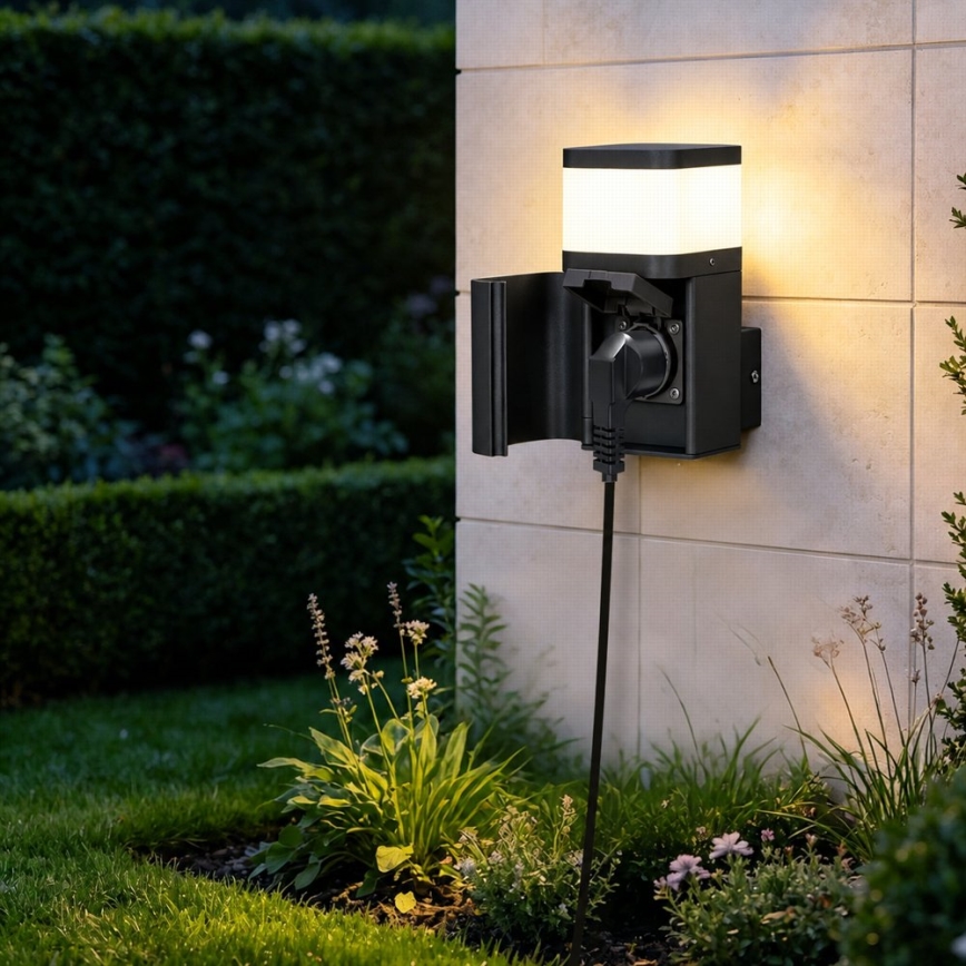 BRILAGI - Kültéri fali lámpa SCHUKO aljzattal PILLAR 1xG9/11W/230V IP44 fekete