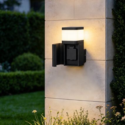 BRILAGI - Kültéri fali lámpa SCHUKO aljzattal PILLAR 1xG9/11W/230V IP44 fekete