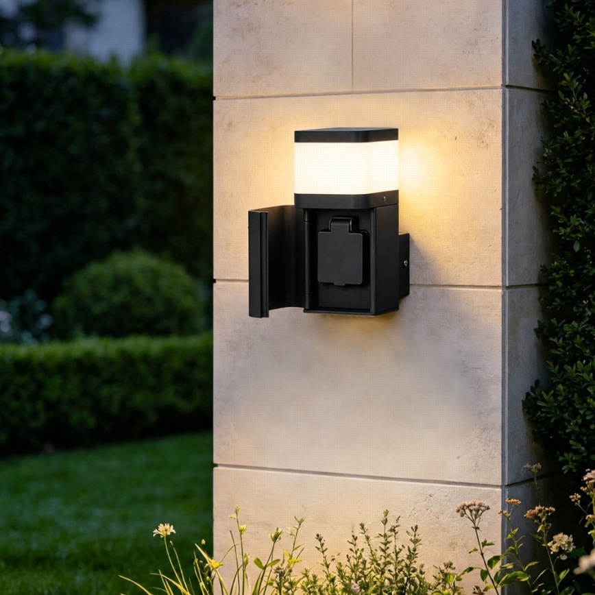 BRILAGI - Kültéri fali lámpa SCHUKO aljzattal PILLAR 1xG9/11W/230V IP44 fekete
