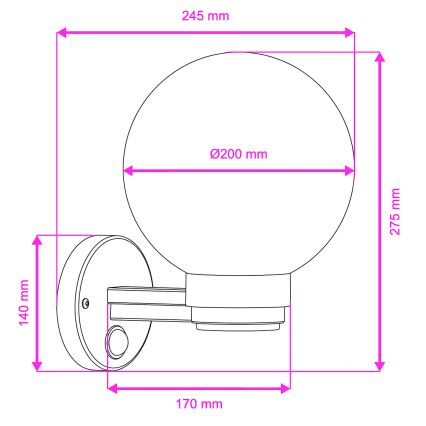 BRILAGI - Kültéri fali lámpatest mozgásérzékelővel HARBOR 1xE27/40W/230V IP33 antracit/átlátszó
