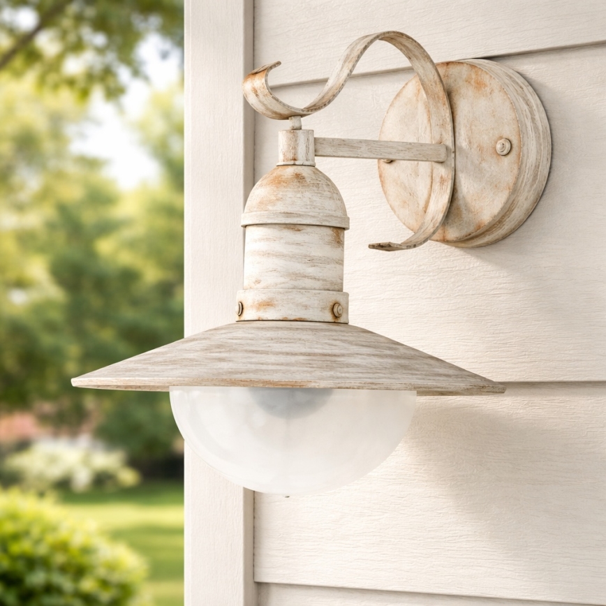 Brilagi - Kültéri fali lámpa MOLDE 1xE27/60W/230V IP44 fehér/patina