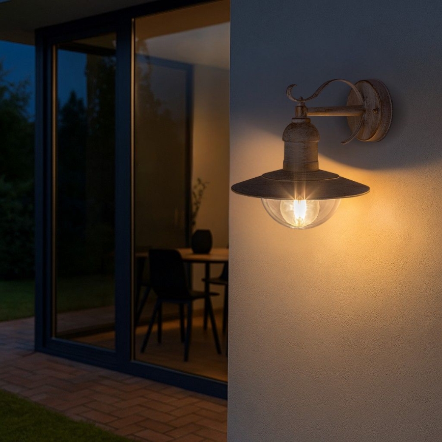 Brilagi - Kültéri fali lámpa MOLDE 1xE27/60W/230V IP44 fehér/patina