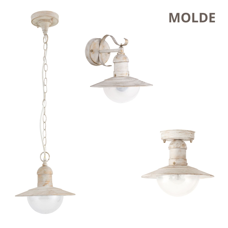 Brilagi - Kültéri fali lámpa MOLDE 1xE27/60W/230V IP44 fehér/patina