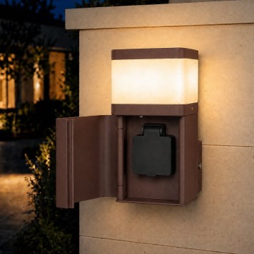 BRILAGI - Kültéri fali lámpa SCHUKO aljzattal PILLAR 1xG9/11W/230V IP44 barna
