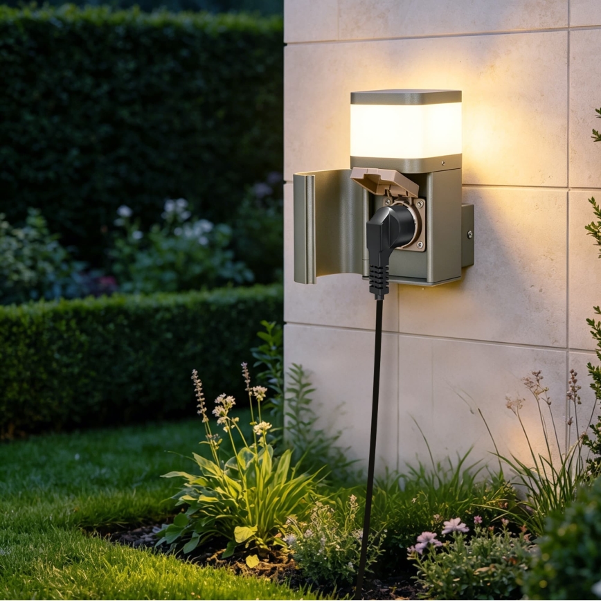 BRILAGI - Kültéri fali lámpa SCHUKO aljzattal PILLAR 1xG9/11W/230V IP44 szürke