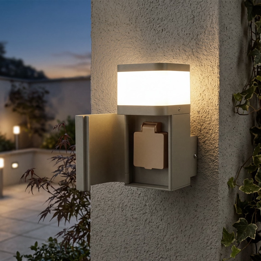 BRILAGI - Kültéri fali lámpa SCHUKO aljzattal PILLAR 1xG9/11W/230V IP44 szürke