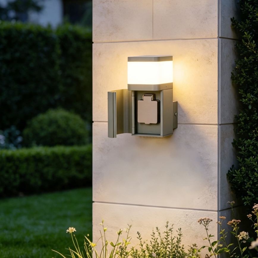 BRILAGI - Kültéri fali lámpa SCHUKO aljzattal PILLAR 1xG9/11W/230V IP44 szürke